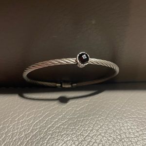 Alor Stainless steel cable bracelet with onyx stone